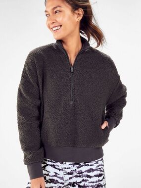 Fabletics Dark Grey Dream Polar Fleece Half-Zip Pullover Jacket size Small